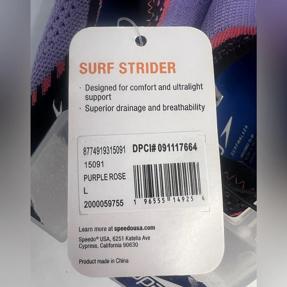 NWT Speedo Junior Girls' Surf Strider Water Shoe, Lavender/Pink Sizes M and L